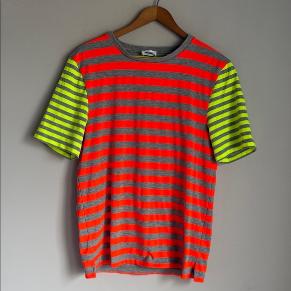 Jill Sanders Unisex Neon Stripe Colorblock T-Shirt - Picture 2 of 8